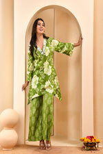 Thumbnail for Vaasva Women Green Cotton Cord Set With Printed Pants