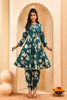 Vaasva Women Green Short Anarkali Kurta With Printed Pants - Distacart