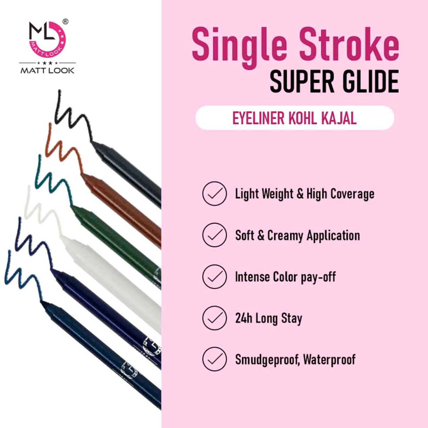 Matt Look Single Stroke Eyeliner Kohl Kajal - Deep Blue - Distacart