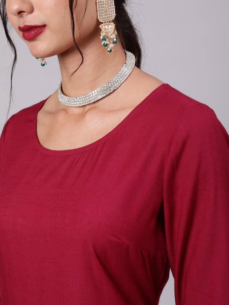 Aks Ethnic Motifs Printed Round Neck Kurta with Palazzos - Distacart