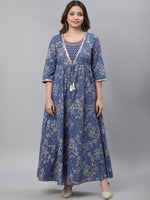 Thumbnail for AURELIA Ethnic Motifs Printed Pure Cotton Fit & Flare Ethnic Dress