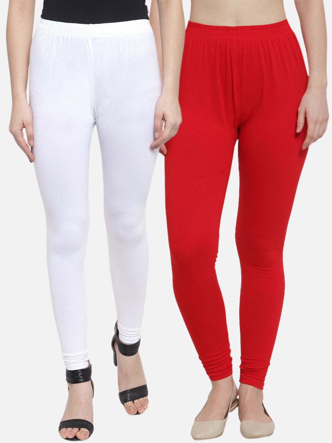 TAG 7 Women Pack Of 2 Solid Churidar-Length Leggings - Distacart