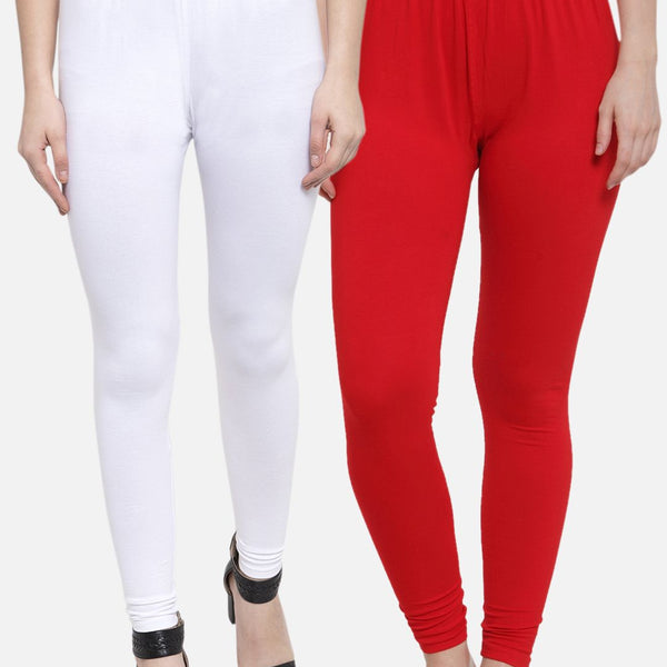 TAG 7 Women Pack Of 2 Solid Churidar-Length Leggings - Distacart