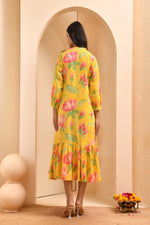 Thumbnail for Vaasva Women Floral Printed Lemon Dress