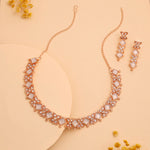 Thumbnail for Tehzeeb Creations Rose Gold-Polished White Choker Necklace With Dangle Earrings - Distacart