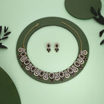 Thumbnail for Tehzeeb Creations Gold-Polished Black Colour Choker With Dangle Earrings - Distacart