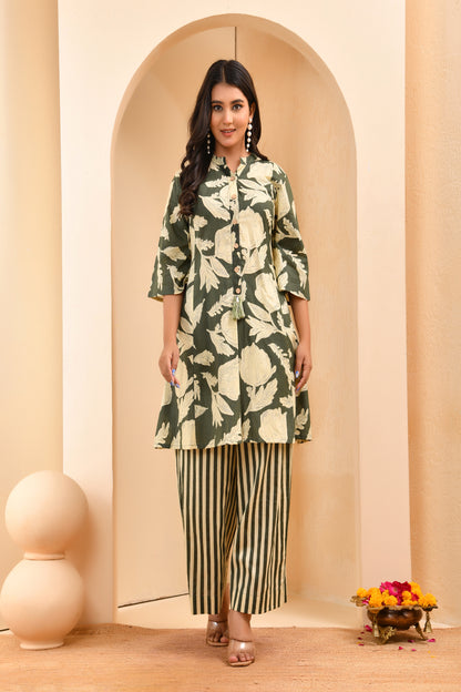 Vaasva Women Floral Aline Printed Cord Set - Distacart