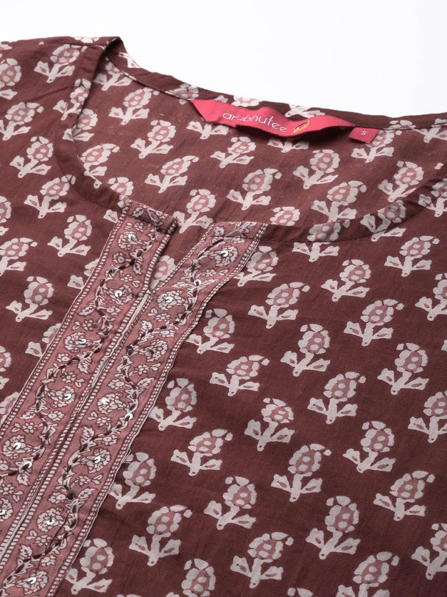 Anubhutee Women Ethnic Motifs Printed Pure Cotton Kurta with Trousers & With Dupatta - Distacart
