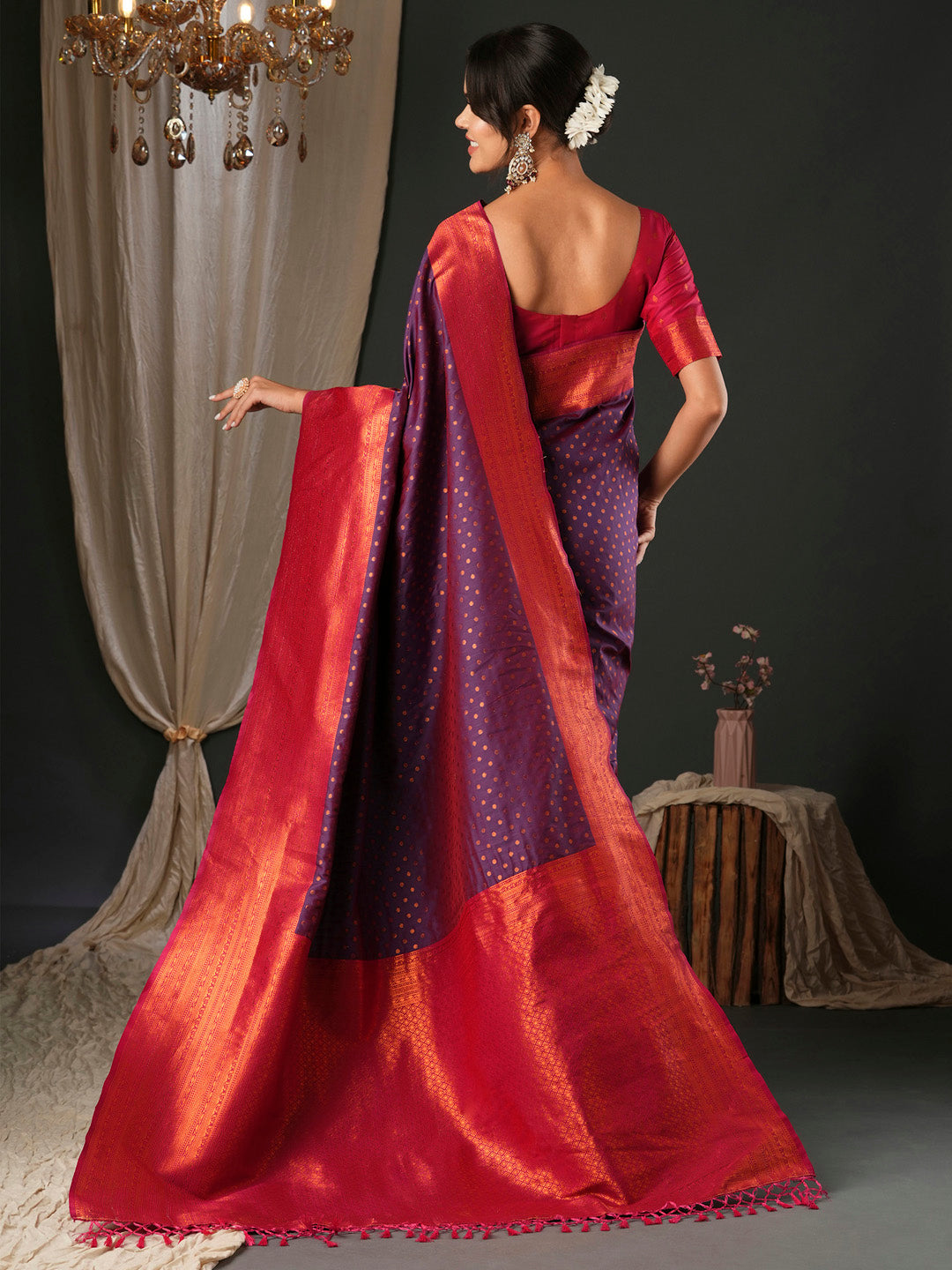 NOZ2TOZ Women's Silk Blend Pink Woven Design Designer Saree With Blouse Piece - Distacart