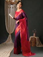 Thumbnail for NOZ2TOZ Women's Silk Blend Pink Woven Design Designer Saree With Blouse Piece - Distacart