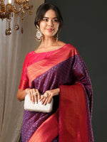 Thumbnail for NOZ2TOZ Women's Silk Blend Pink Woven Design Designer Saree With Blouse Piece - Distacart