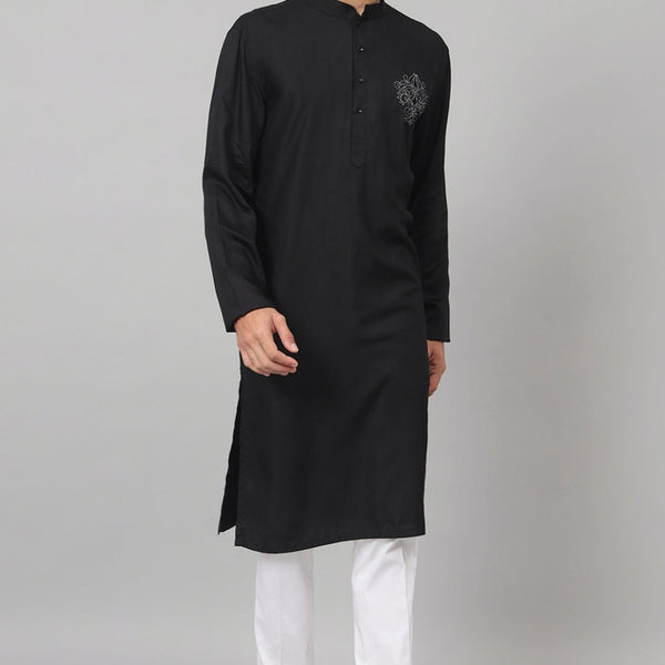 Coal Motif Embroidered Cotton Kurta by Hilo Design - Distacart