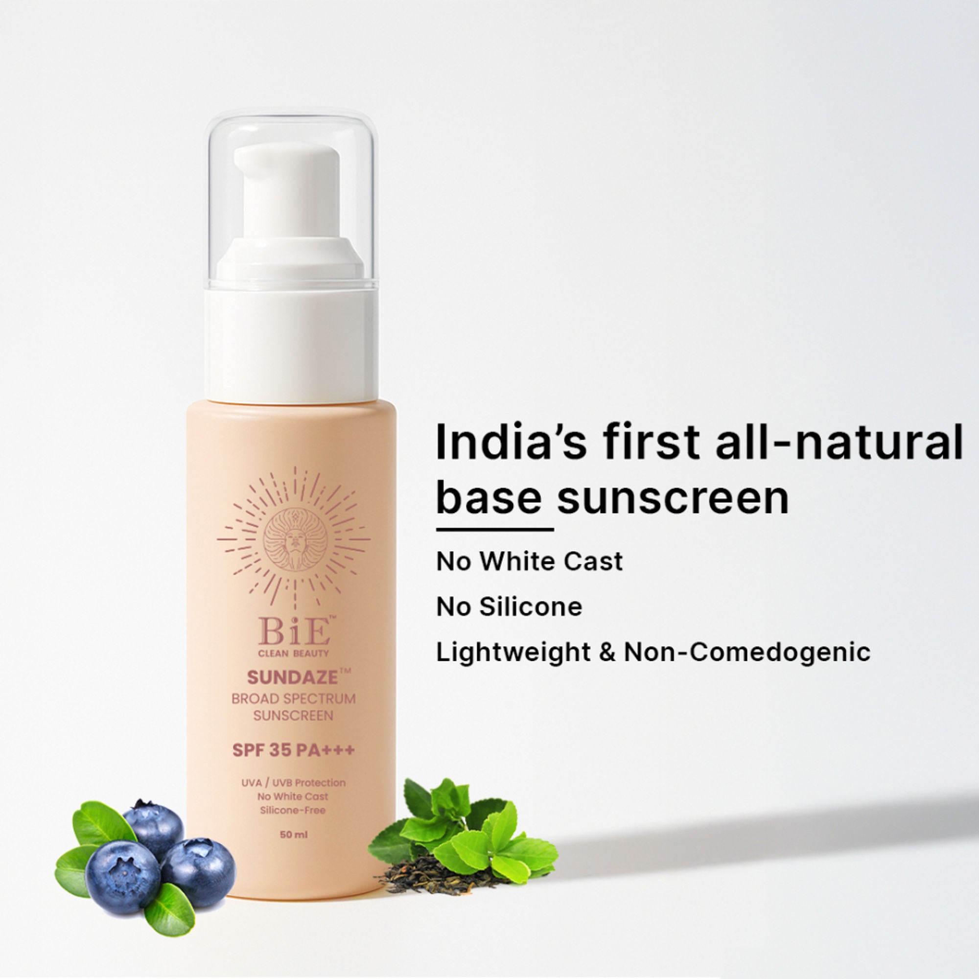 BiE Sundaze Natural Sunscreen SPF 35 PA+++ with Niacinamide Lightweight, No White Cast & Non-Greasy