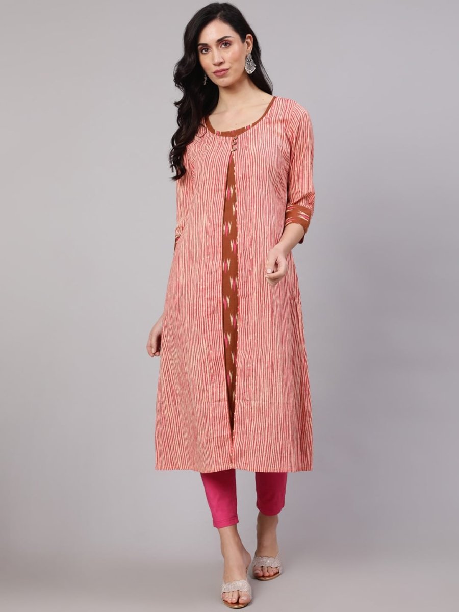 Aks Striped Cotton Kurta With Jacket - Distacart