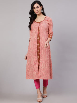 Aks Striped Cotton Kurta With Jacket - Distacart
