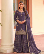 Thumbnail for KC Lilac Ethnic Wear Ready Made Chinon Suit For Women - Dista