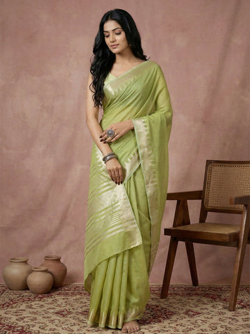 Shree Shyam Fashion Light Green Cotton Saree - Distacart