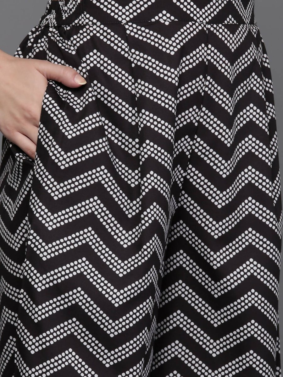 Ahalyaa Women Printed Ethnic Co-Ords - Black Color - Distacart