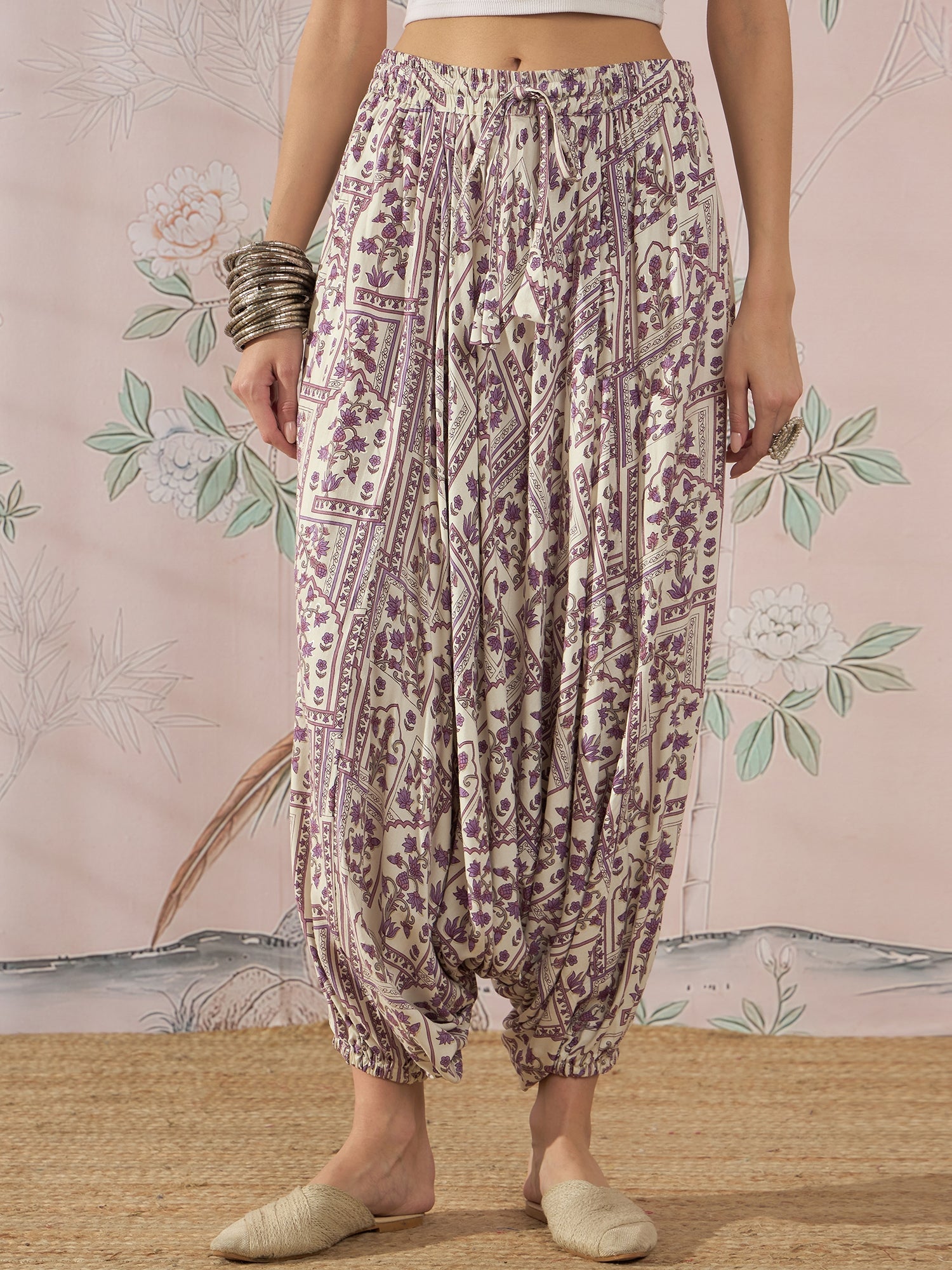 InWeave Mauve Ethnic Window Harem Pant - Distacart