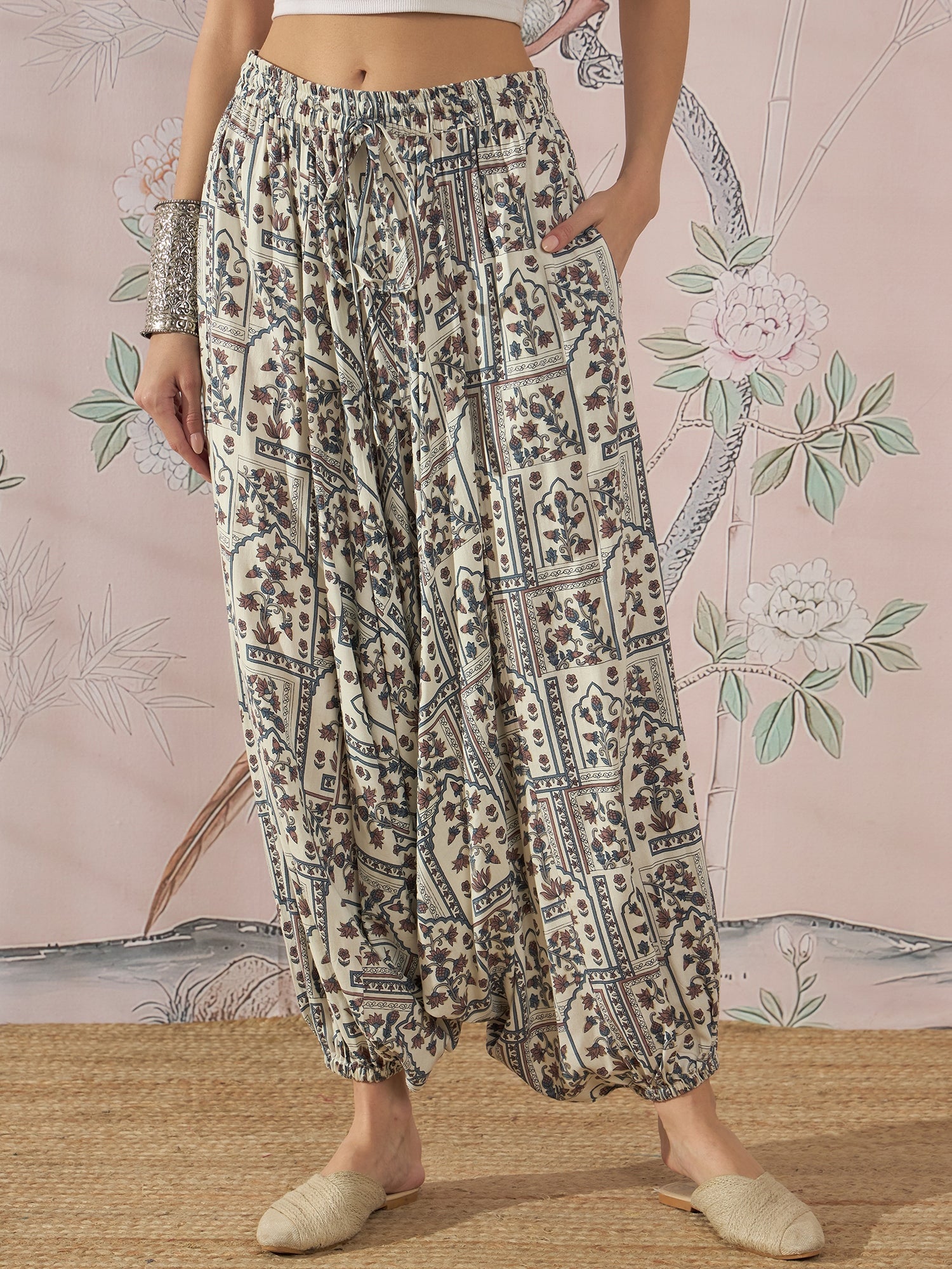 InWeave Cadet Blue Ethnic Window Harem Pant - Distacart