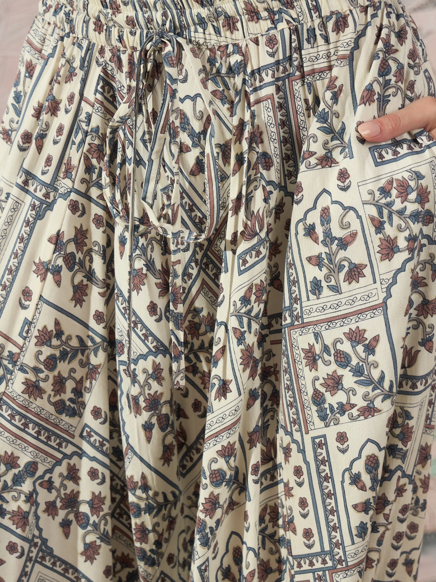 InWeave Cadet Blue Ethnic Window Harem Pant - Distacart