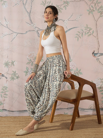 InWeave Cadet Blue Ethnic Window Harem Pant - Distacart