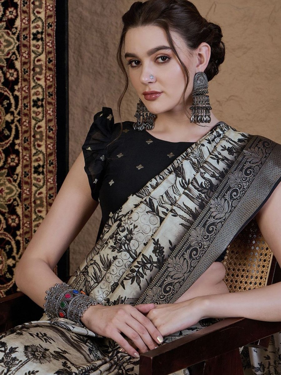 Anouk Ethnic Motifs Zari Silk Blend Sungudi Saree