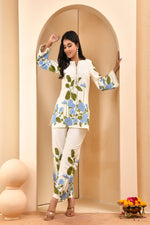 Thumbnail for Vaasva Women White Placement Floral Printed Cord Set