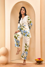 Thumbnail for Vaasva Women White Placement Floral Printed Cord Set