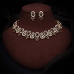 Thumbnail for Tehzeeb Creations Gold-Polished Maroon Colour Choker With Dangle Earrings - Distacart