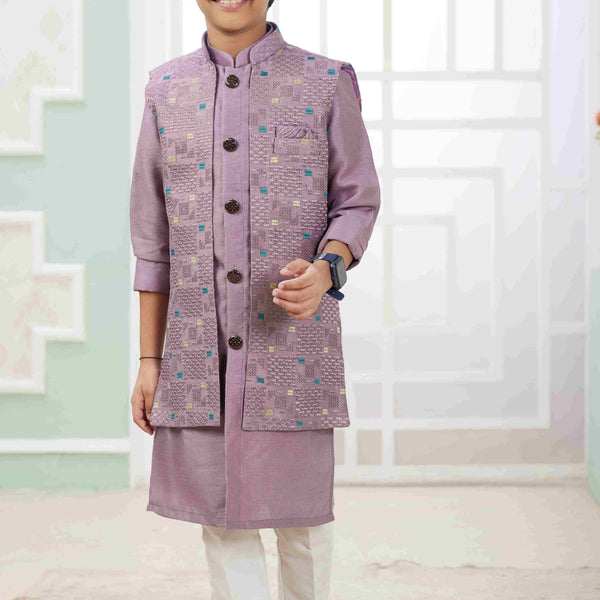 Raivat Ethnic Art Silk Embroidery Work 3 Pics Jacket Set In Onion Pink Colour - Distacart