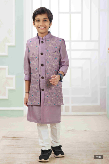 Raivat Ethnic Art Silk Embroidery Work 3 Pics Jacket Set In Onion Pink Colour - Distacart