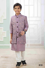 Thumbnail for Raivat Ethnic Art Silk Embroidery Work 3 Pics Jacket Set In Onion Pink Colour - Distacart
