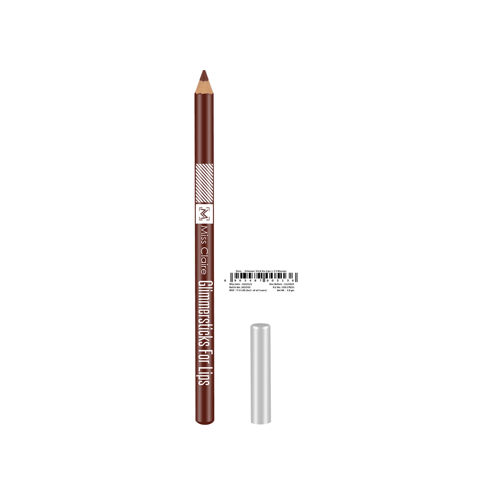 Miss Claire Glimmersticks For Lips - Maroon L-13
