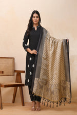 Thumbnail for Vaasva Women Black Embroidered Suit Set