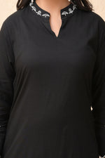 Thumbnail for Vaasva Women Black Embroidered Suit Set