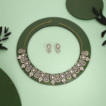 Thumbnail for Tehzeeb Creations Gold-Polished White Colour Choker With Dangle Earrings - Distacart