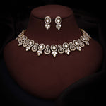 Thumbnail for Tehzeeb Creations Gold-Polished White Colour Choker With Dangle Earrings - Distacart