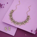Thumbnail for Tehzeeb Creations Gold-Polished White Colour Choker With Dangle Earrings - Distacart
