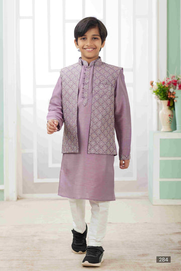 Raivat Ethnic Art Silk Embroidery Work 3 Pics Jacket Set In Dark Onion Pink Colour - Distacart