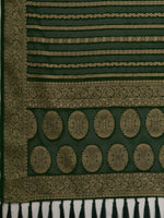 Thumbnail for Anouk Green & Gold-Toned Woven Design Zari Pure Georgette Kanjeevaram Saree - Distacart
