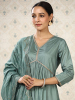Thumbnail for Ode by House of Pataudi Gotta Patti Empire Kurta with Trousers & Dupatta - Distacart