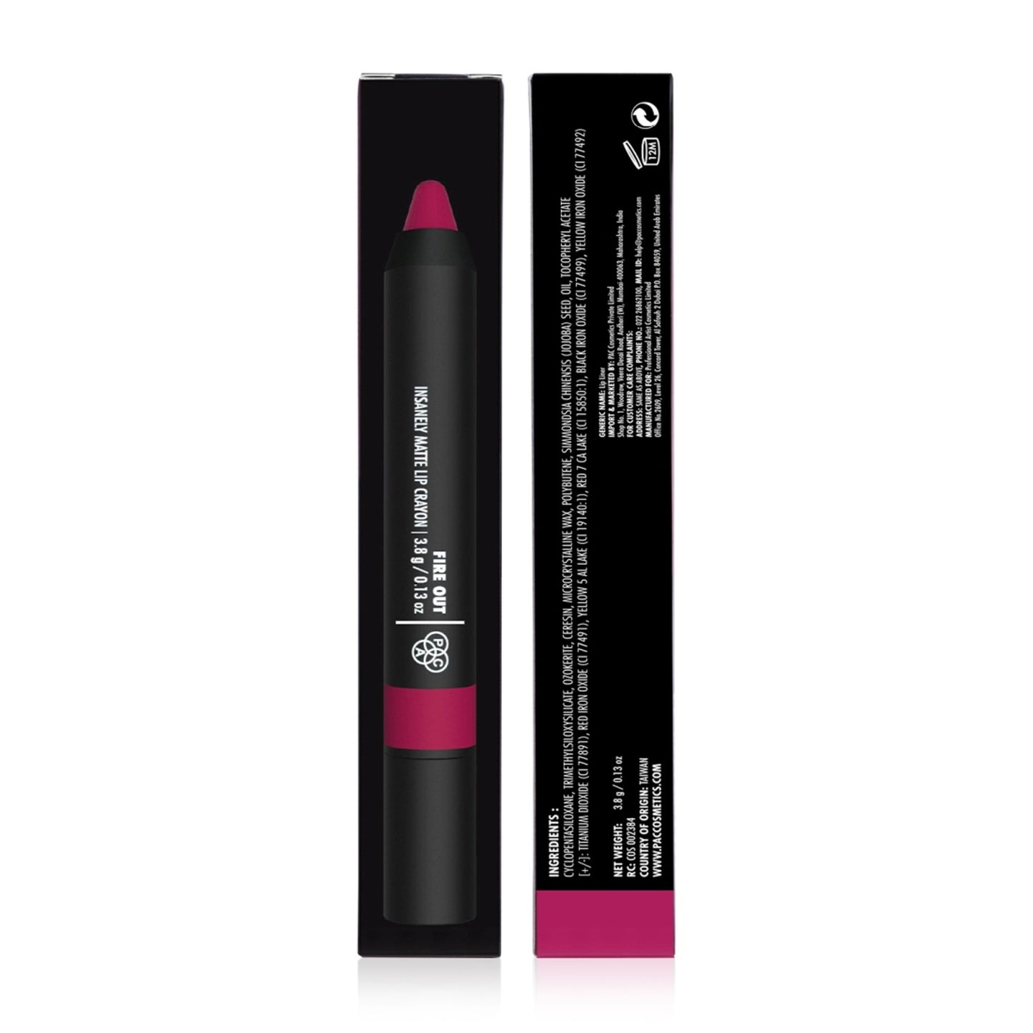 PAC Studio Insanely Matte Lip Crayon - Fire Out - Distacart