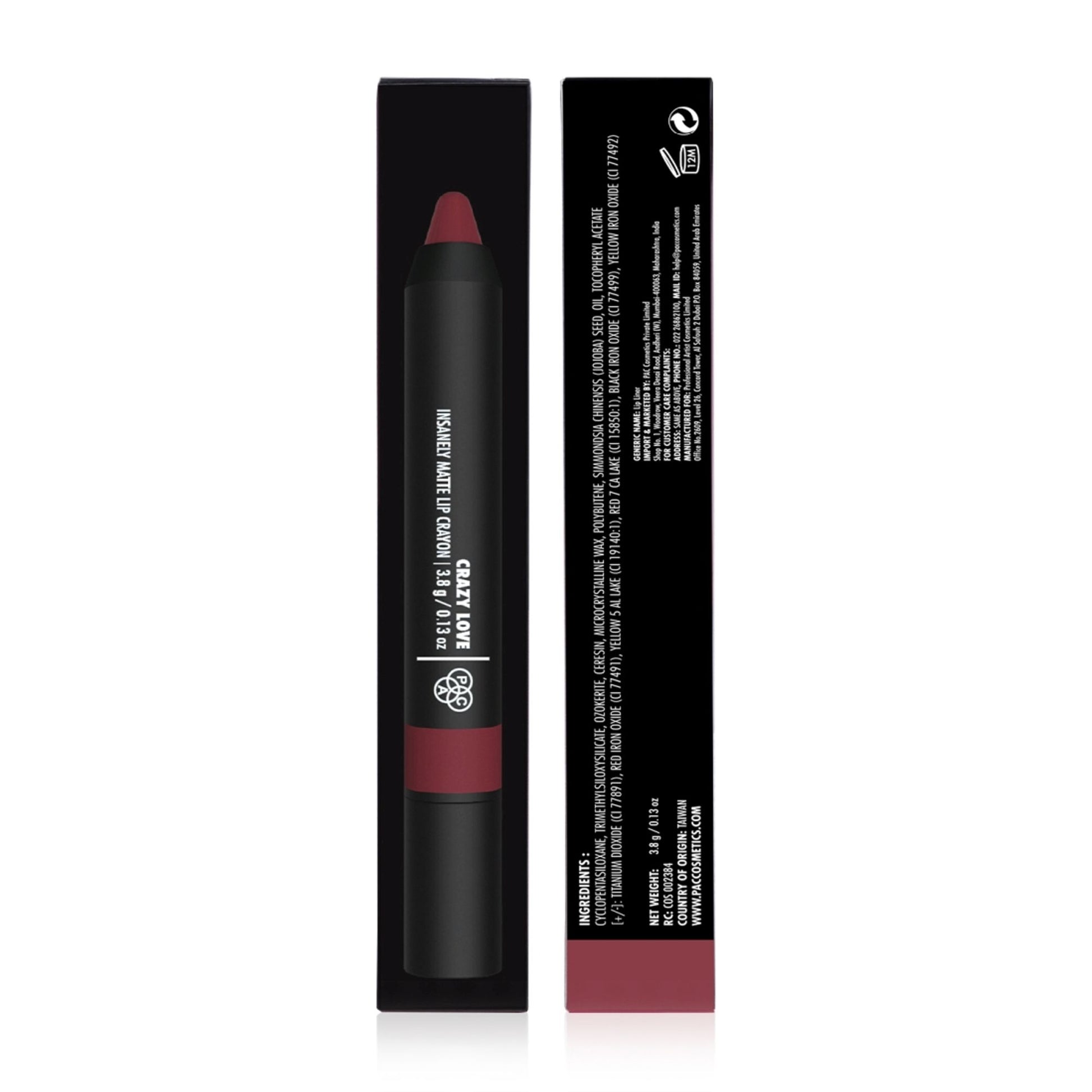 PAC Studio Insanely Matte Lip Crayon - Crazy Love - Distacart