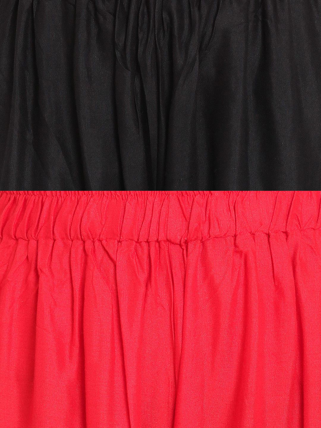 TAG 7 Women Pack of 2 Black & Red Solid Flared Palazzos
