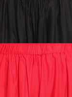 Thumbnail for TAG 7 Women Pack of 2 Black & Red Solid Flared Palazzos