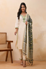 Thumbnail for Vaasva Women Cream Embroidered Suit Set