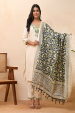Thumbnail for Vaasva Women Cream Embroidered Suit Set