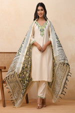 Thumbnail for Vaasva Women Cream Embroidered Suit Set