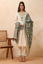Thumbnail for Vaasva Women Cream Embroidered Suit Set